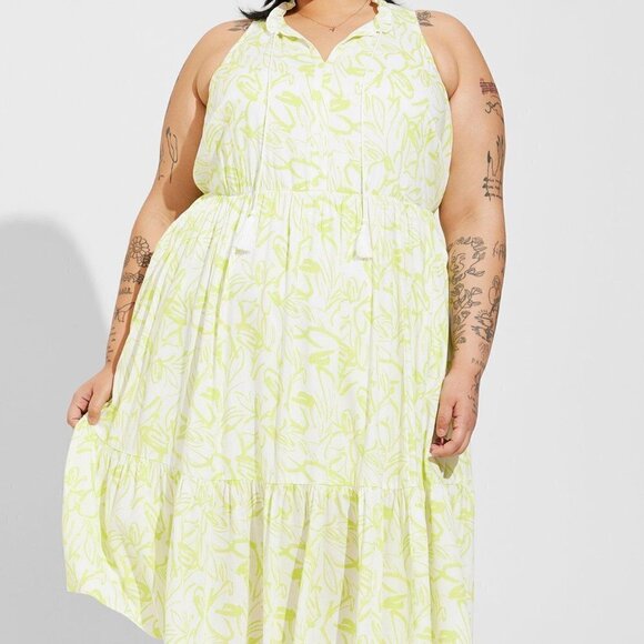 torrid Dresses & Skirts - Torrid - Midi Wash Gauze Tiered Dress in Floral Yellow​​​​​​​​